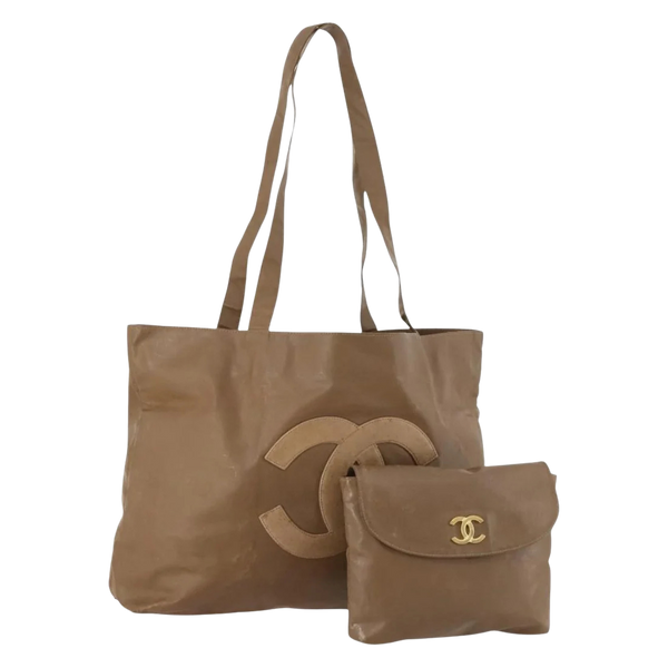 Chanel Vinyl Tote Bag & Pouch – Brown