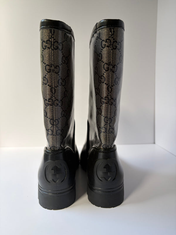 Gucci monogram print boots