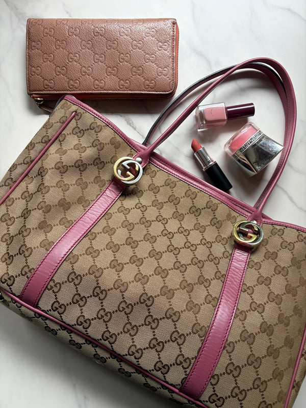 Gucci GG Twins Canvas Tote Bag – Pink