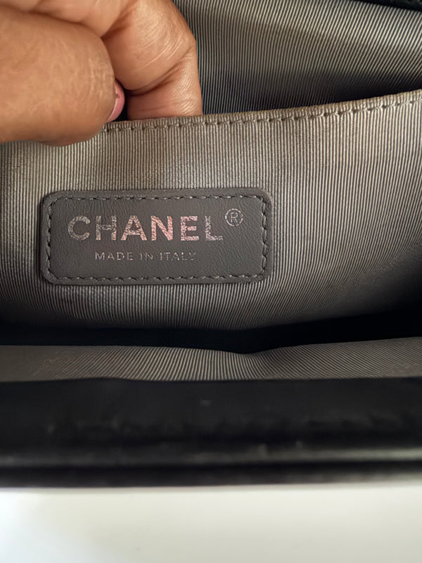 CHANEL Boy Bag – Black Chevron Quilted Leather