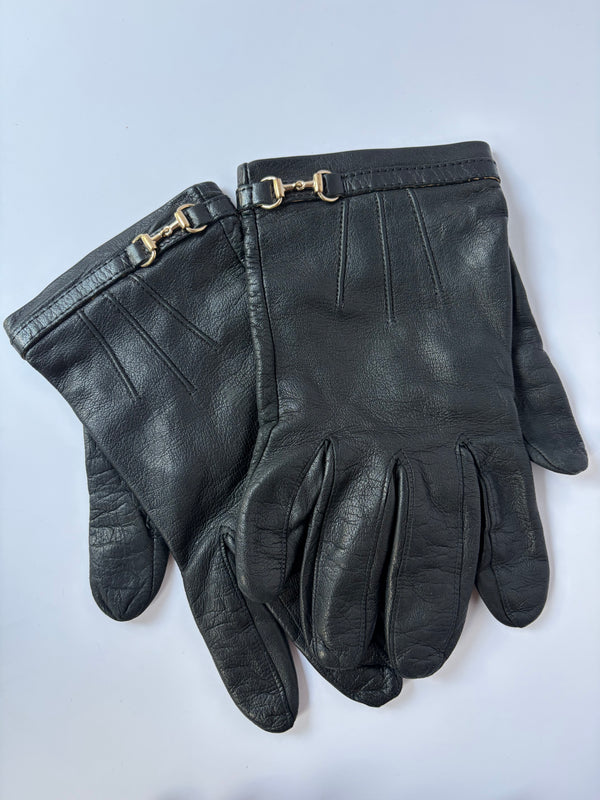 Gucci Horsebit Leather Gloves – Black