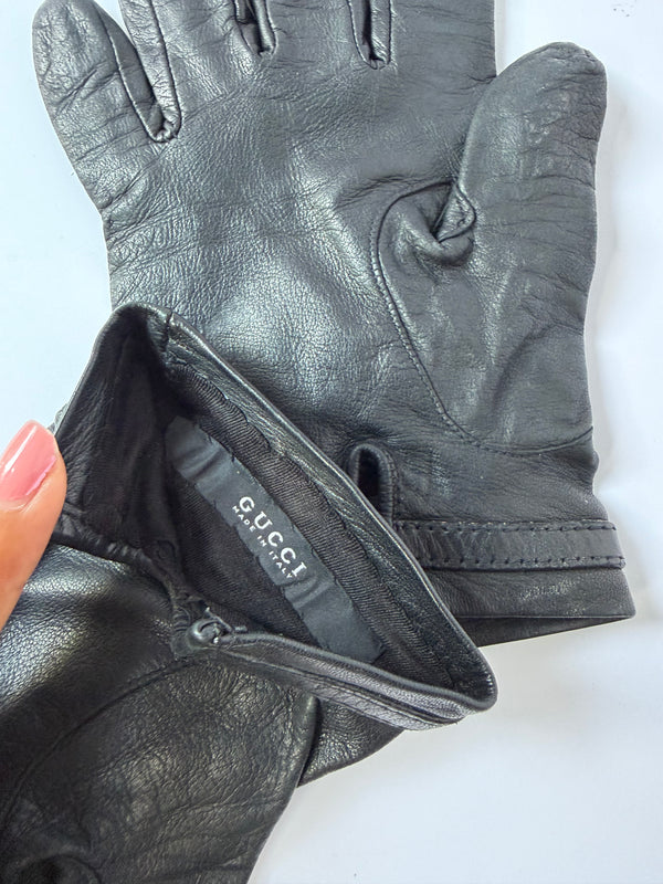 Gucci Horsebit Leather Gloves – Black