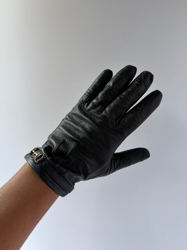 Gucci Horsebit Leather Gloves – Black